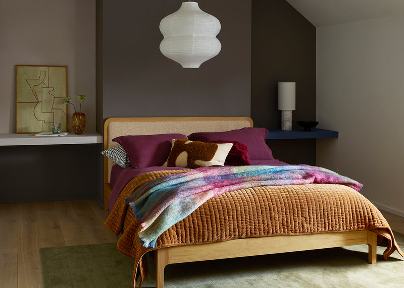 Kantha Velvet Bedspread Toffee 140cm x 200cm