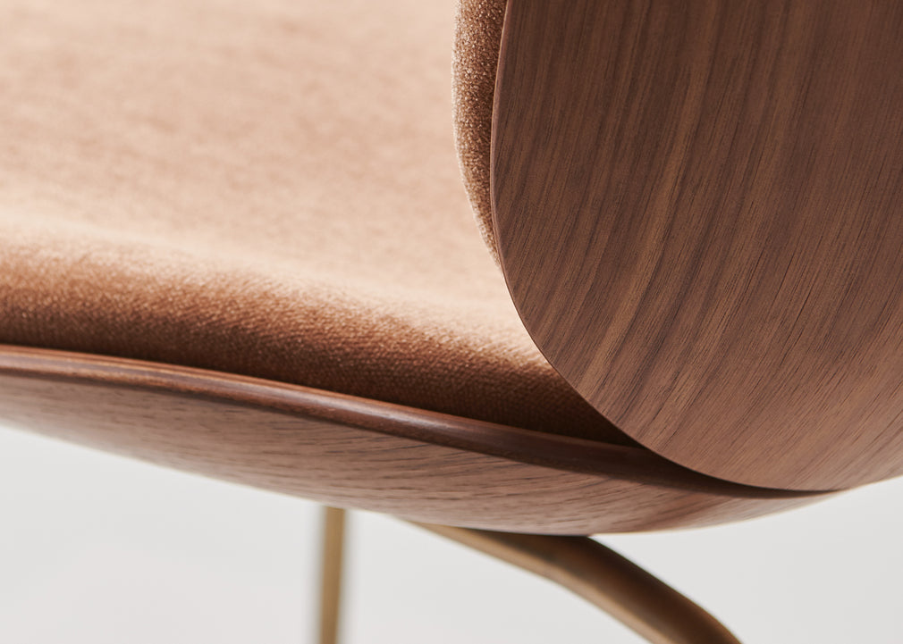 Beetle Dining Chair with Front Upholstery Soft Leather Gray