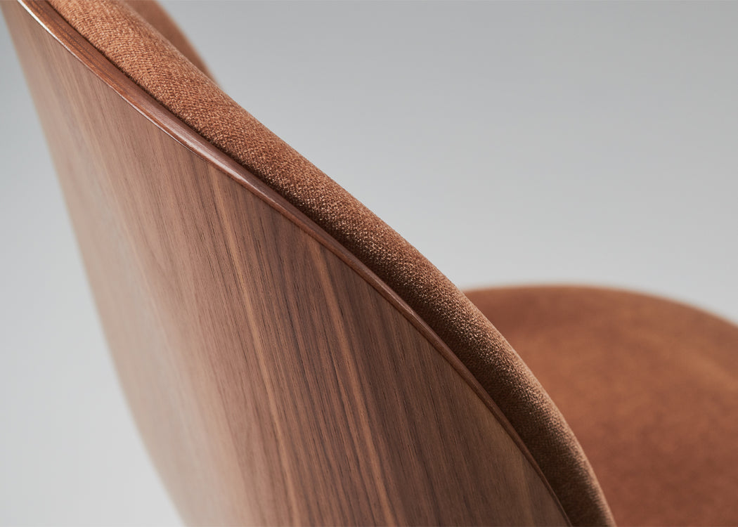 Beetle Dining Chair with Front Upholstery Soft Leather Gray