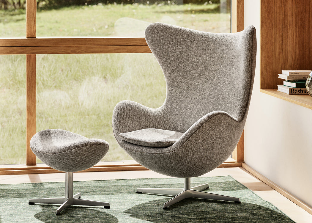 Egg Footstool Grace Leather Walnut