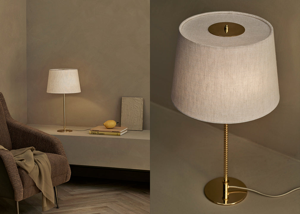 9205 Table Lamp Brass & Canvas
