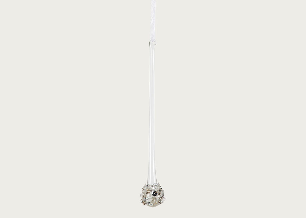 Glass Treasure Drop Bauble 20cm Clear