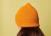 Ribbed Lambswool Beanie Hat Rust