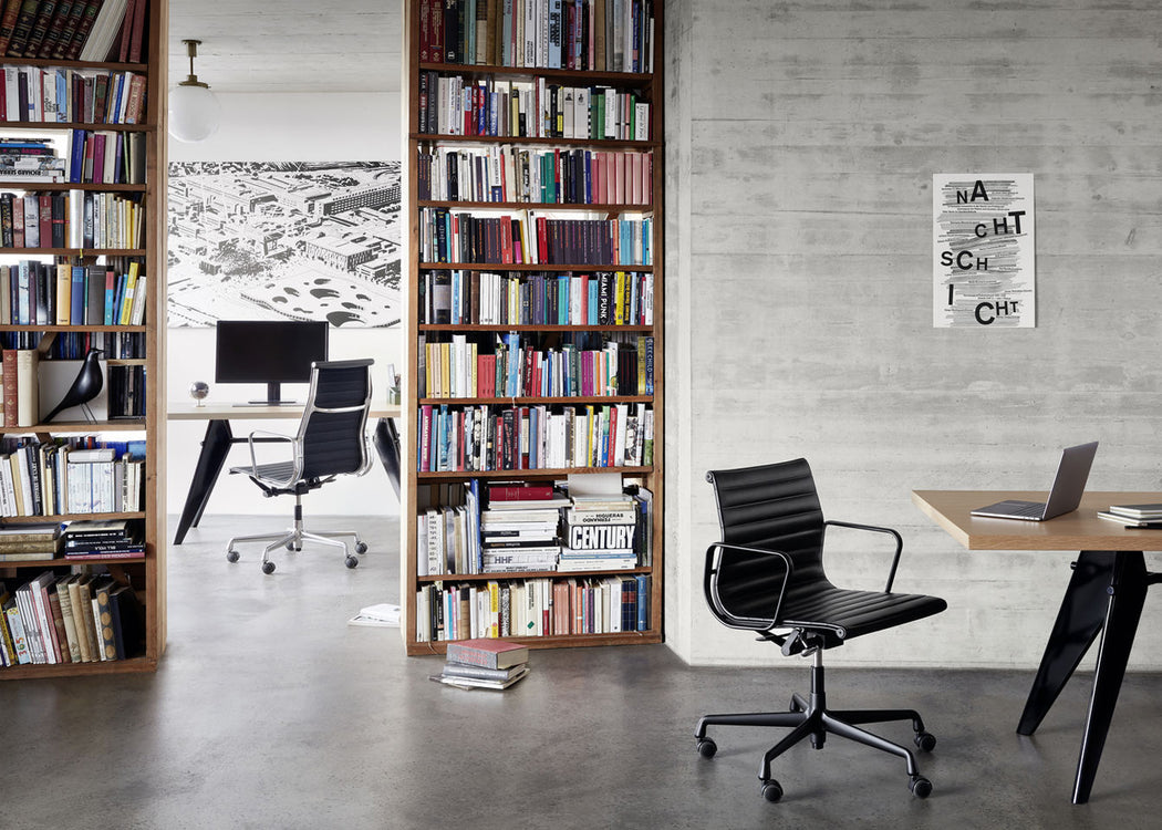 Aluminium Chair EA 117 Premium Leather Nero 66