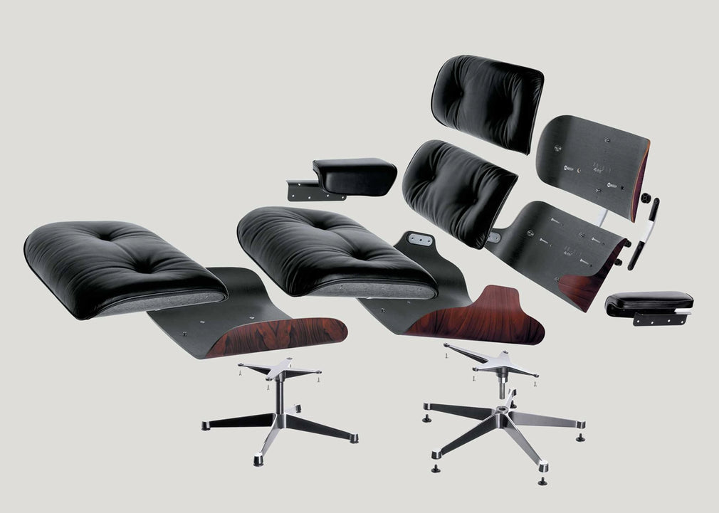 Eames Lounge Chair Contemporary Dimensions Chestnut Black / Nubia Cream Sierra Grey / Polished Black