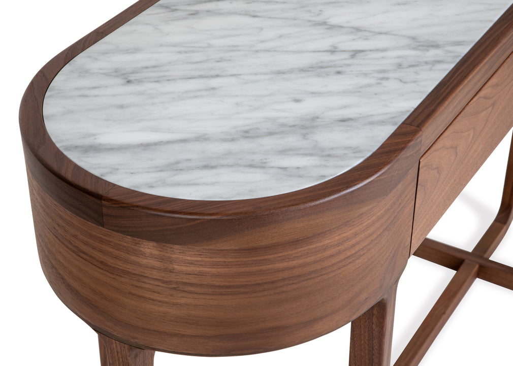 Anais Console with Marble Top Walnut