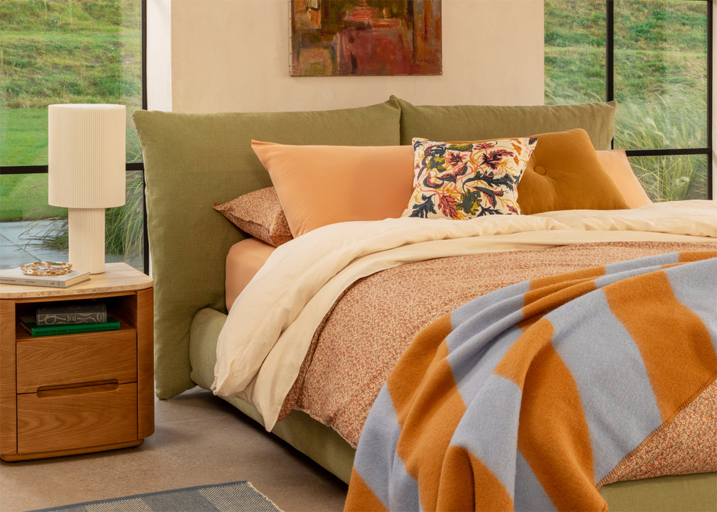 Florian Bedside Table Oak & Travertine
