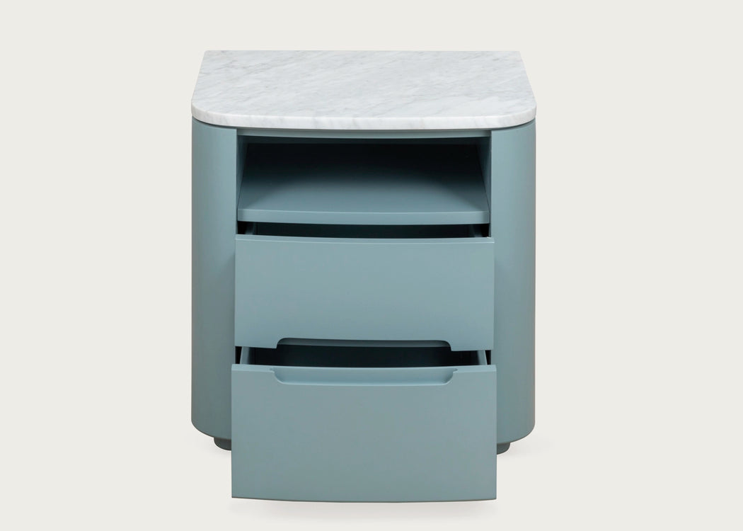 Florian Bedside Table Oak & Travertine