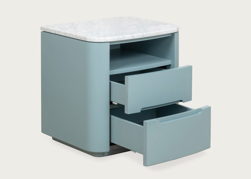 Florian Bedside Table Oak & Travertine