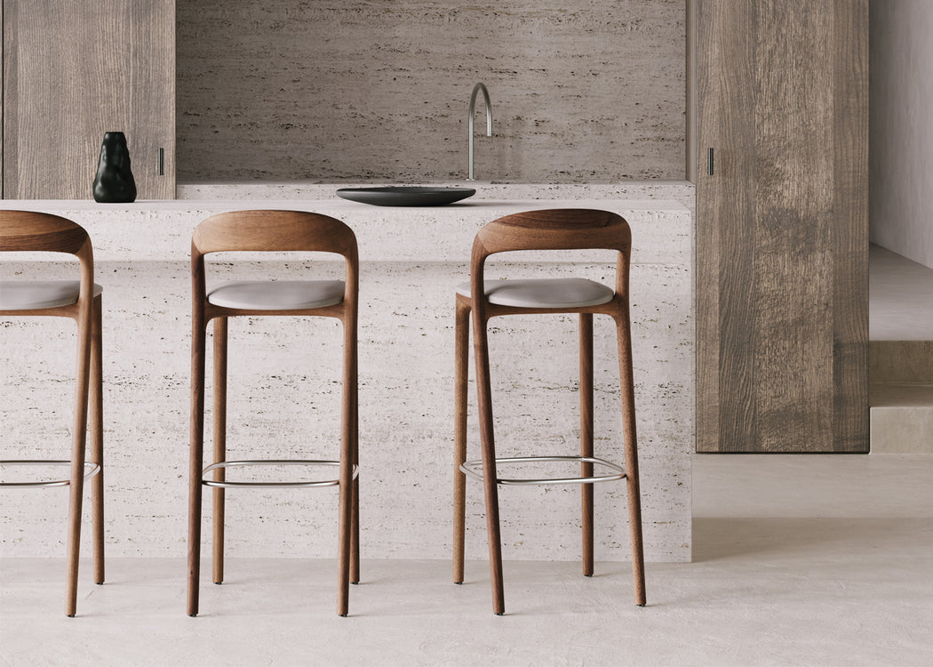 Neva Light Counter Stool Walnut No Upholstery