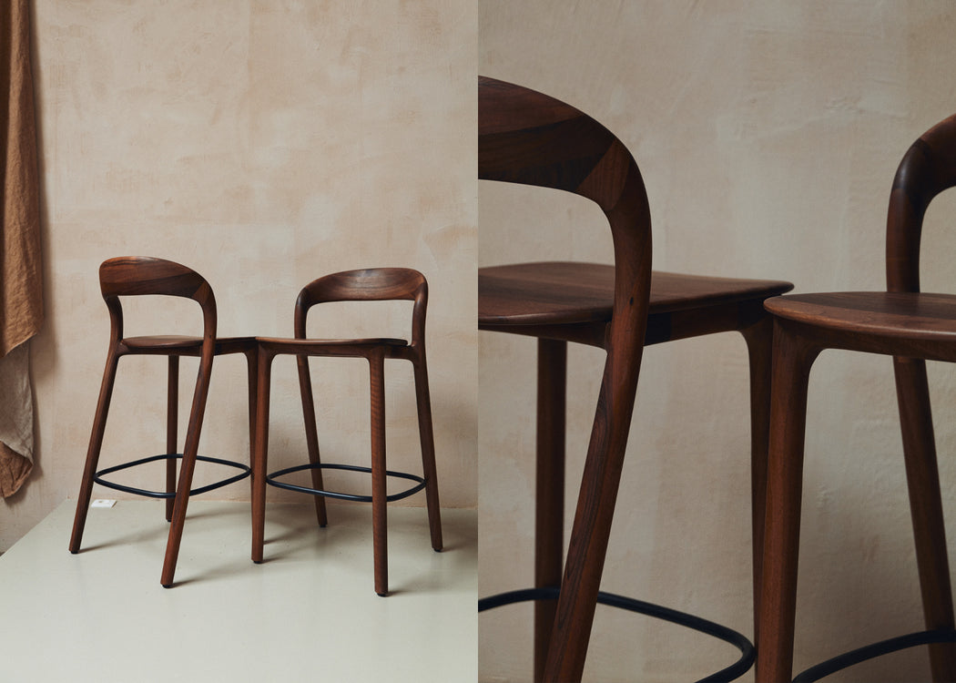 Neva Light Counter Stool Walnut No Upholstery