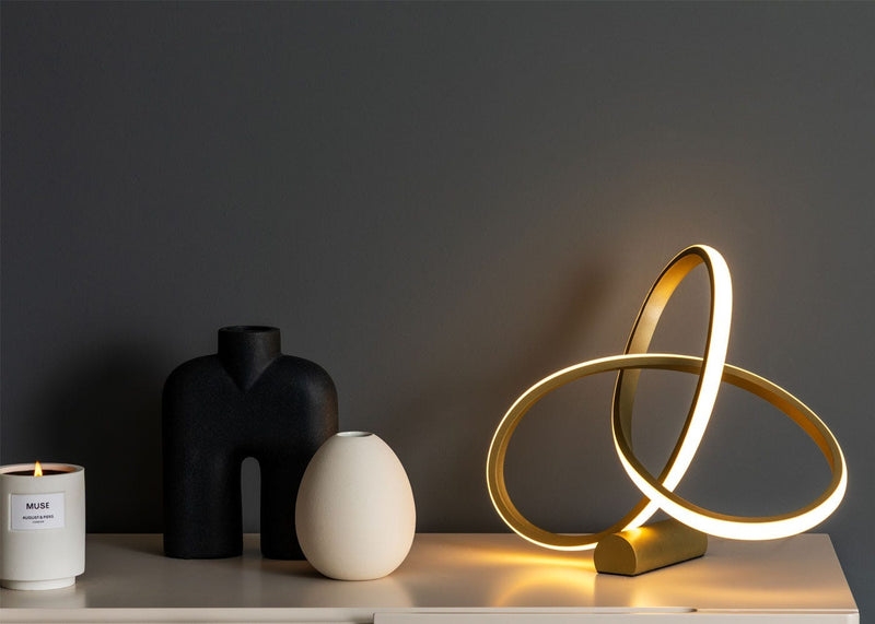 Ribbon LED Table Lamp Satin Gold