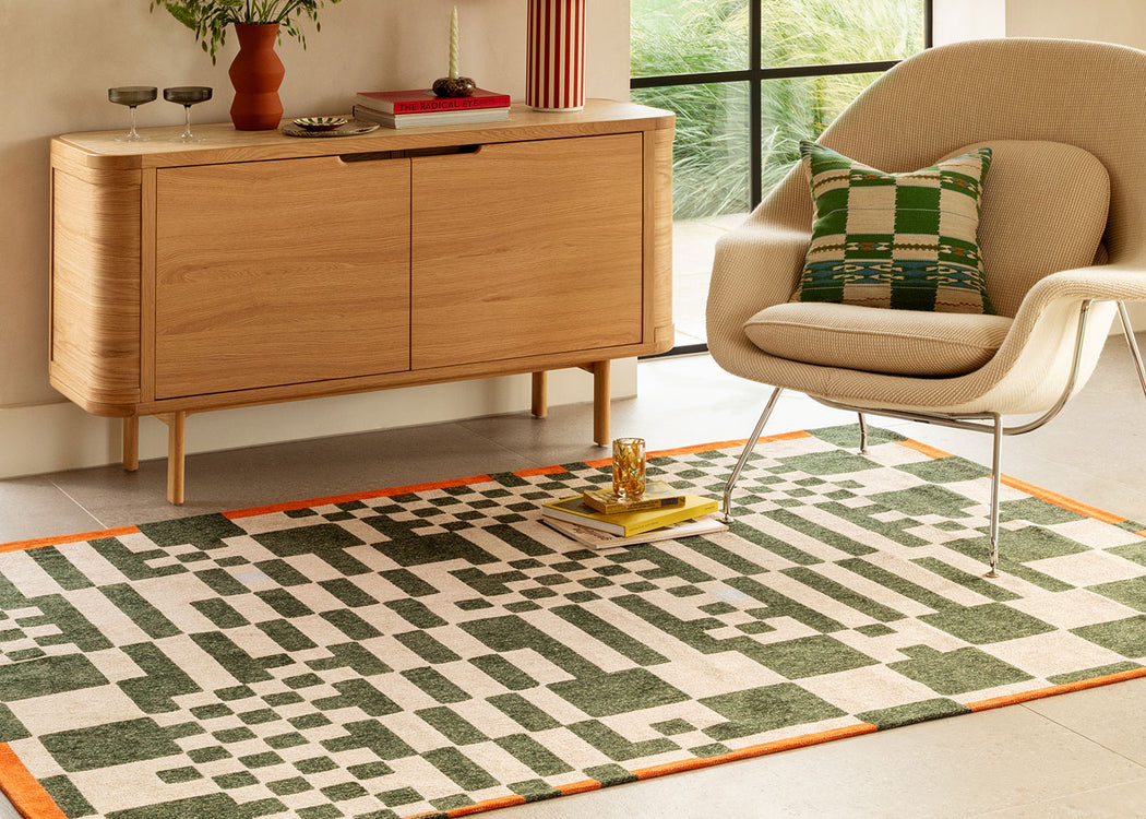 Chess Rug Deep Green 170cm x 240cm