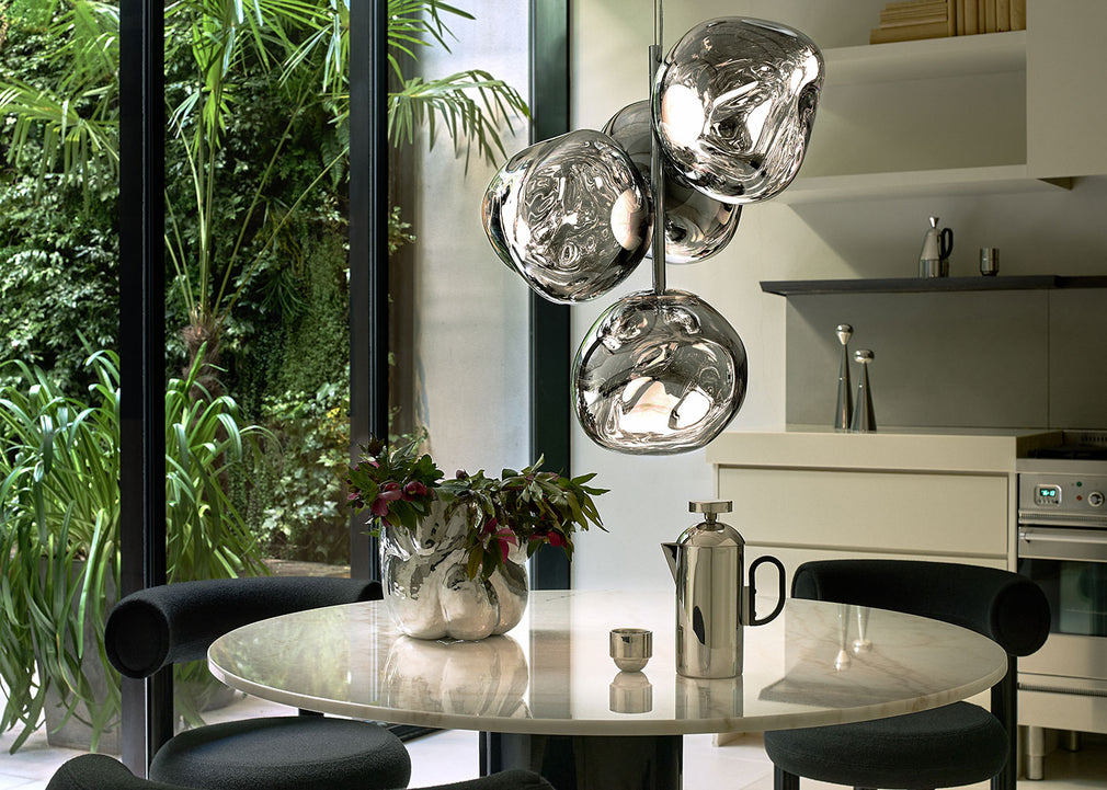 Melt LED Chandelier Light Mini Opal Silver