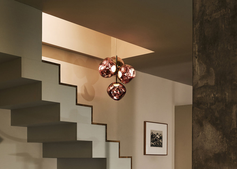 Melt LED Chandelier Light Mini Opal Silver