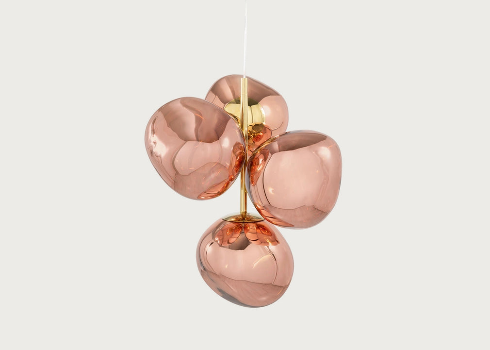 Melt LED Chandelier Light Mini Opal Silver
