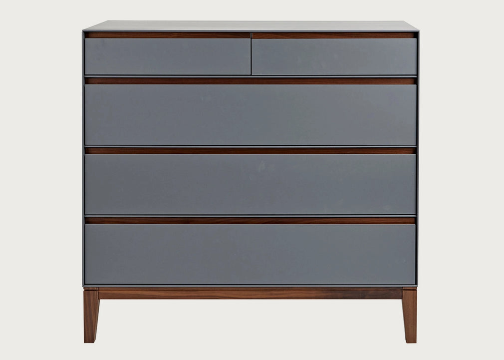 Lars 5 Drawer Chest Grey & Walnut