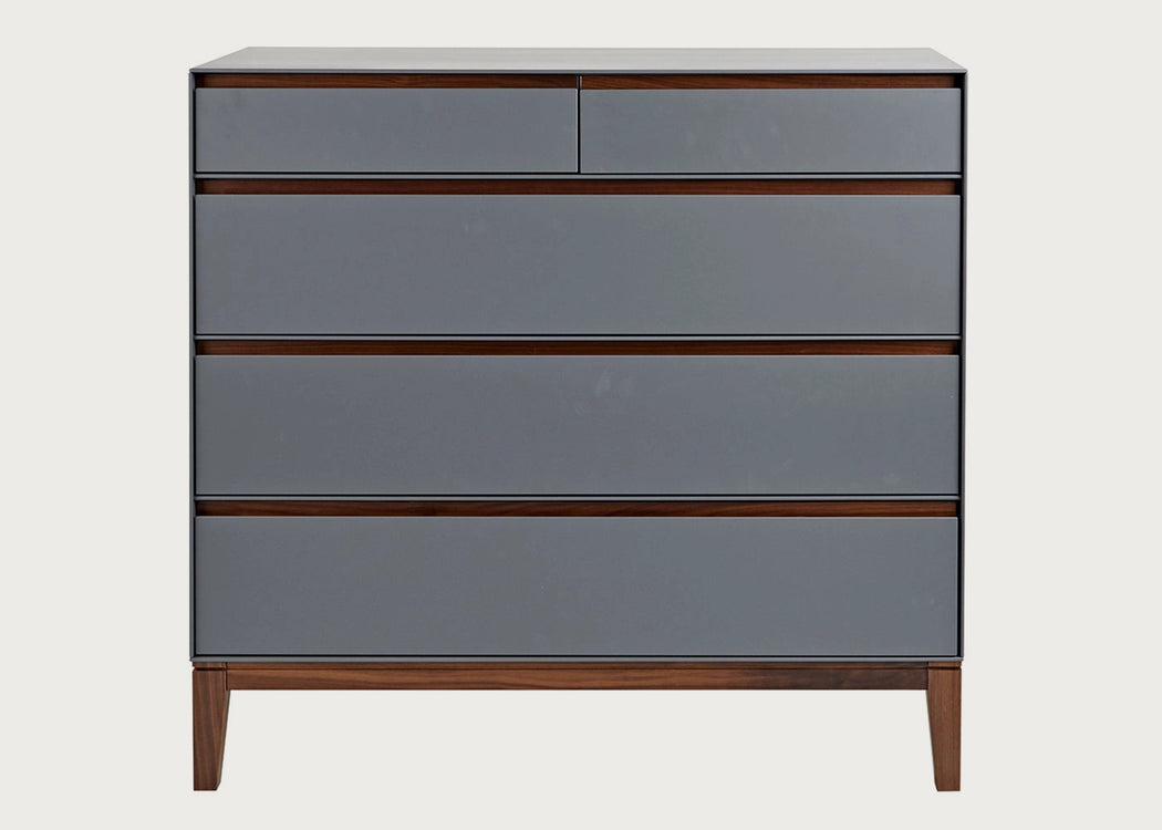 Lars 5 Drawer Chest Grey & Walnut