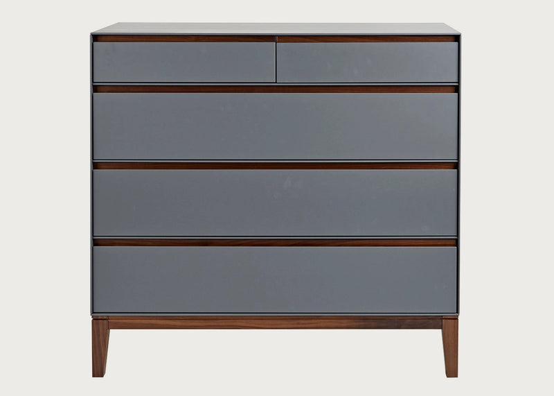 Lars 5 Drawer Chest Grey & Walnut