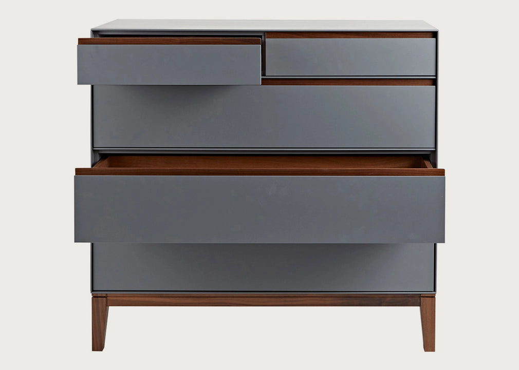 Lars 5 Drawer Chest Grey & Walnut