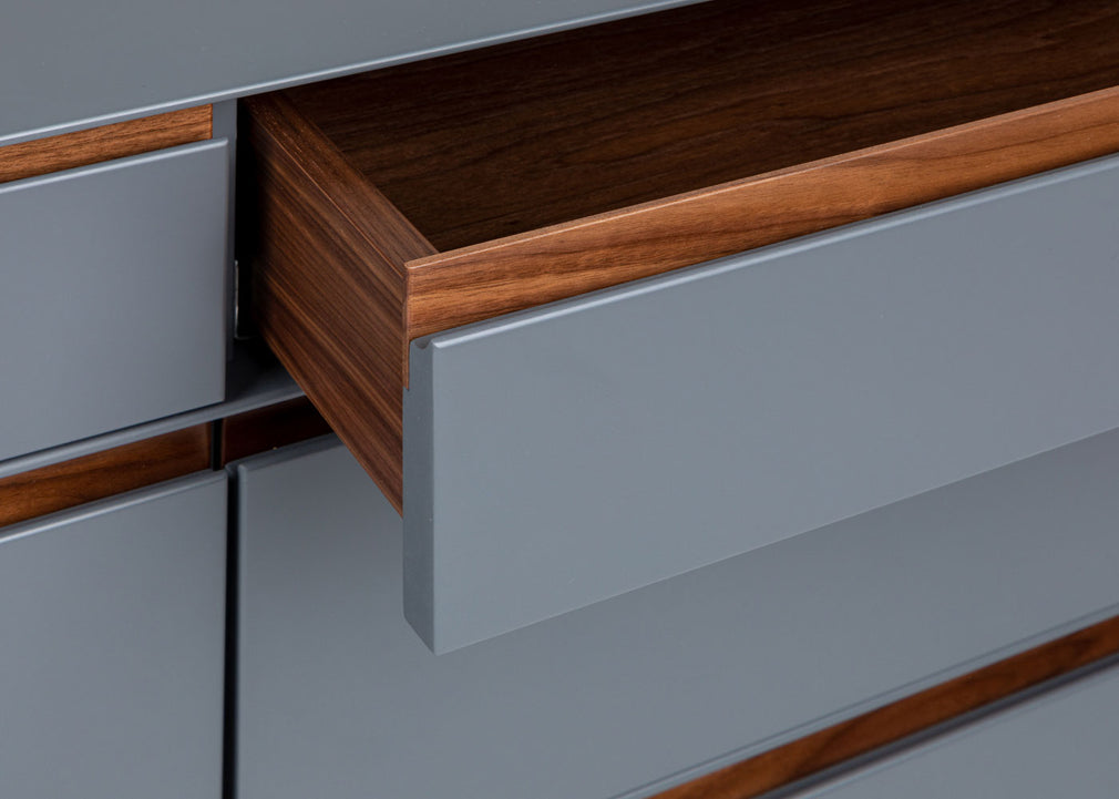 Lars 6 Drawer Chest Wide Grey