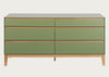 Lars 6 Drawer Chest Wide Grey & Walnut