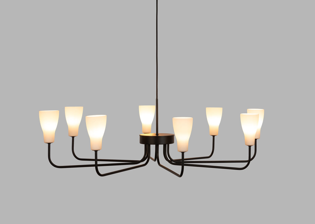 Ophelia 8 Arm Chandelier Pendant Light Matt Black
