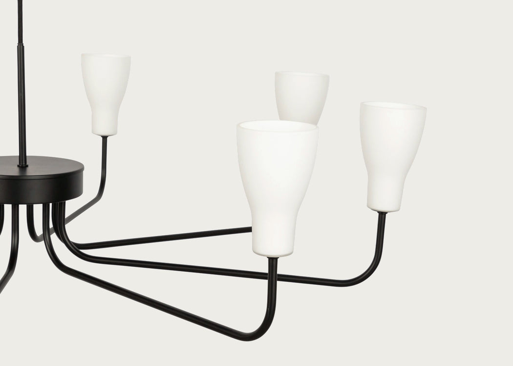 Ophelia 8 Arm Chandelier Pendant Light Matt Black