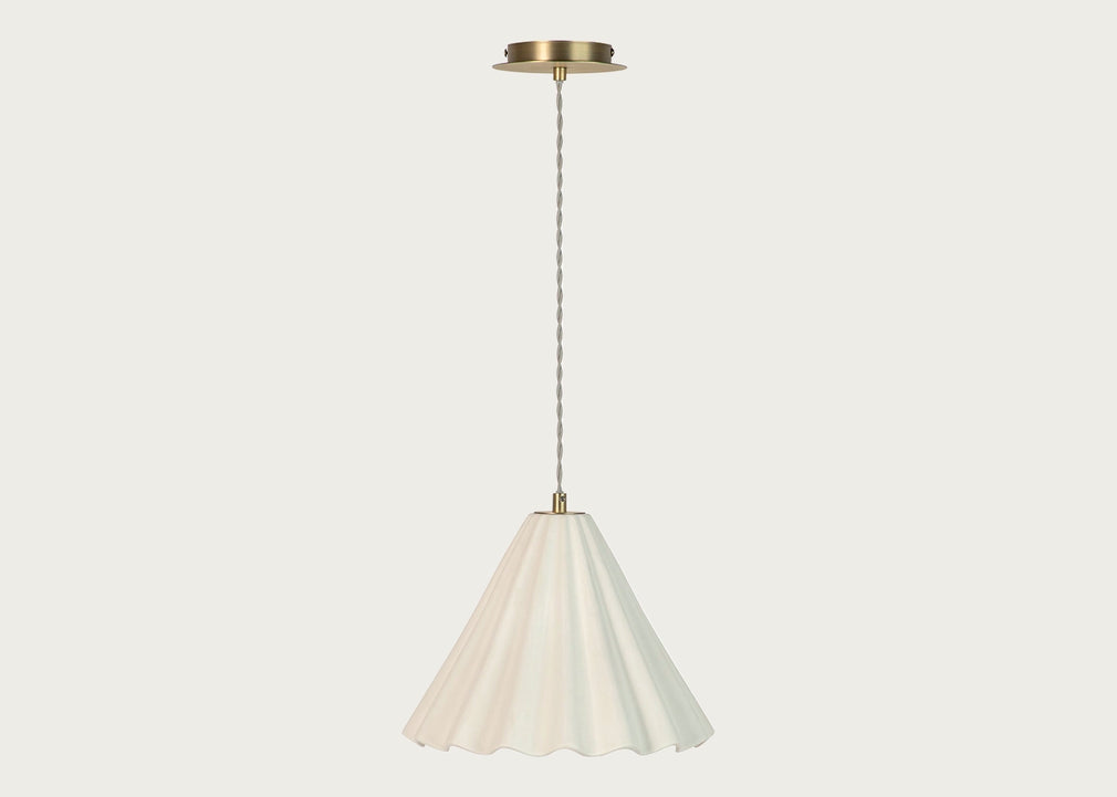 Monroe Porcelain Pendant Light White & Brushed Gold Large