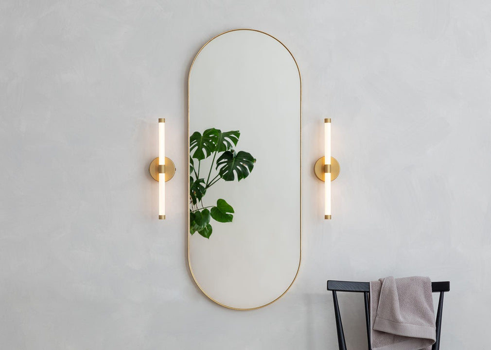 Tubular LED Bathroom Wall Light IP44 Gold