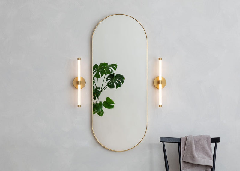 Tubular LED Bathroom Wall Light IP44 Gold