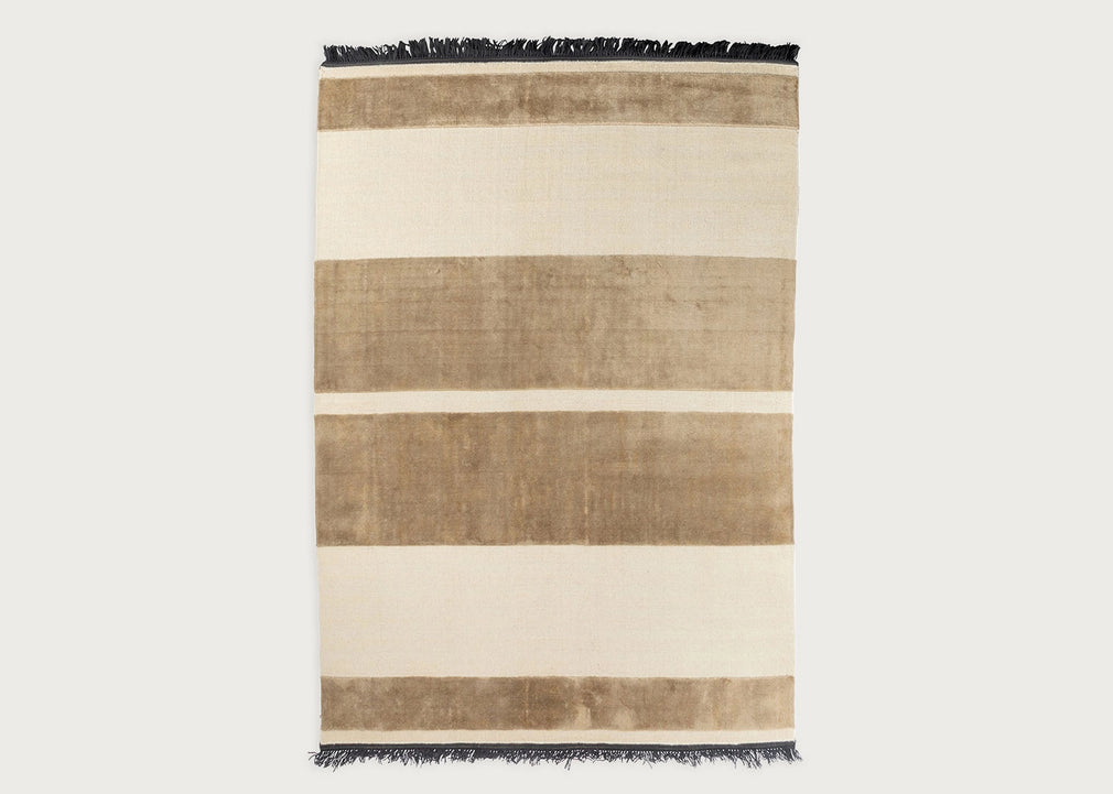 Basalt Rug Natural with Blue Fringe 140cm x 200cm