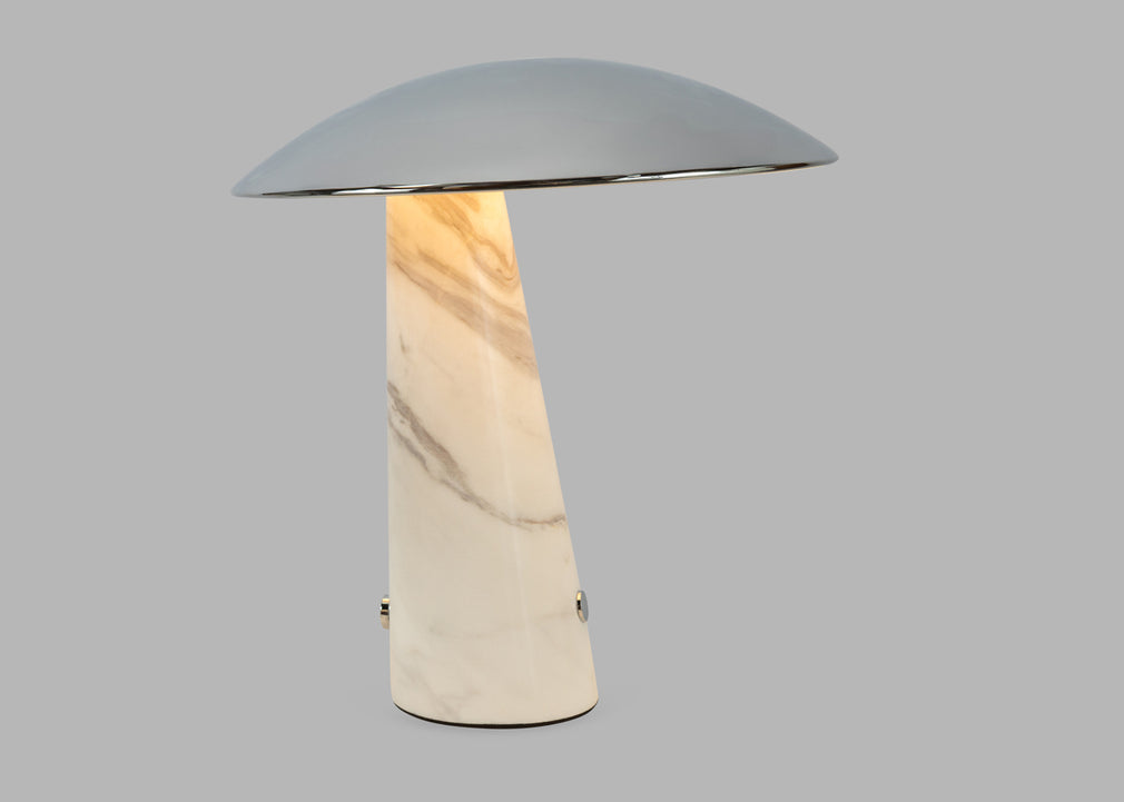 Abri LED Portable Table Lamp Brass & Grey Marble