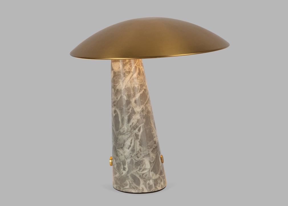 Abri LED Portable Table Lamp Brass & Grey Marble