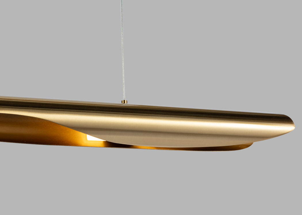 Onda LED Long Pendant Light Brass