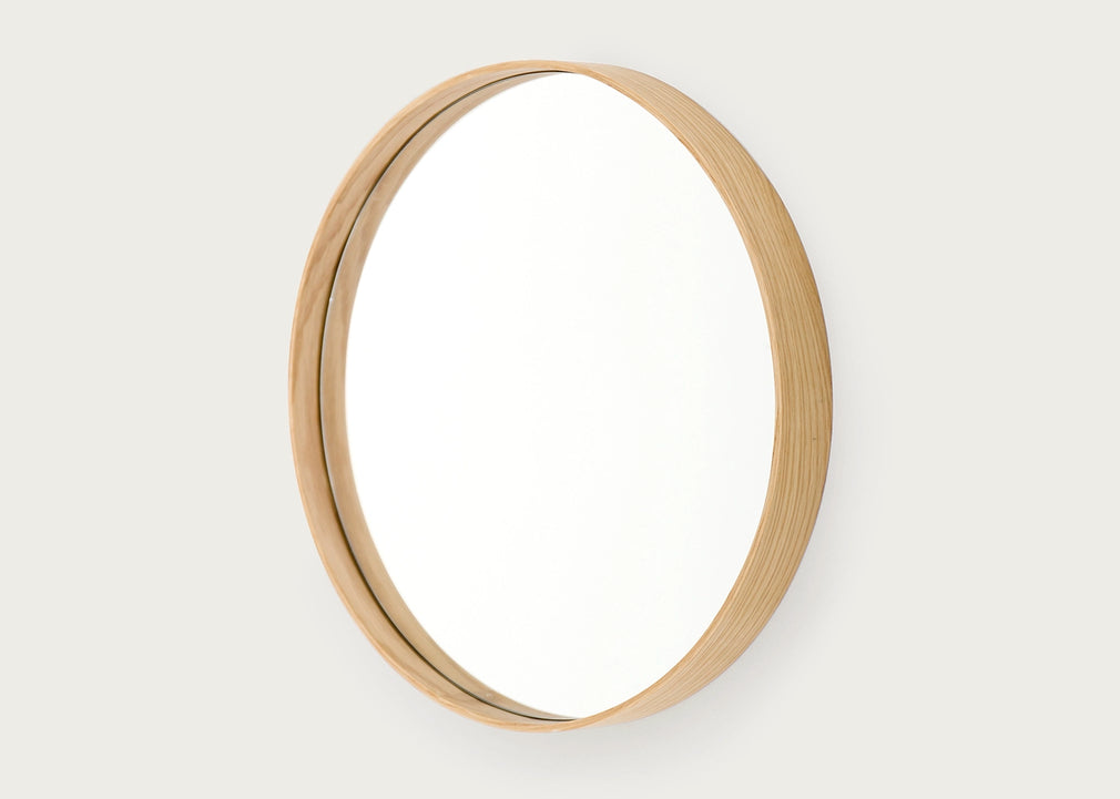 Glance Round Wooden Mirror 66cm / Dark Oak