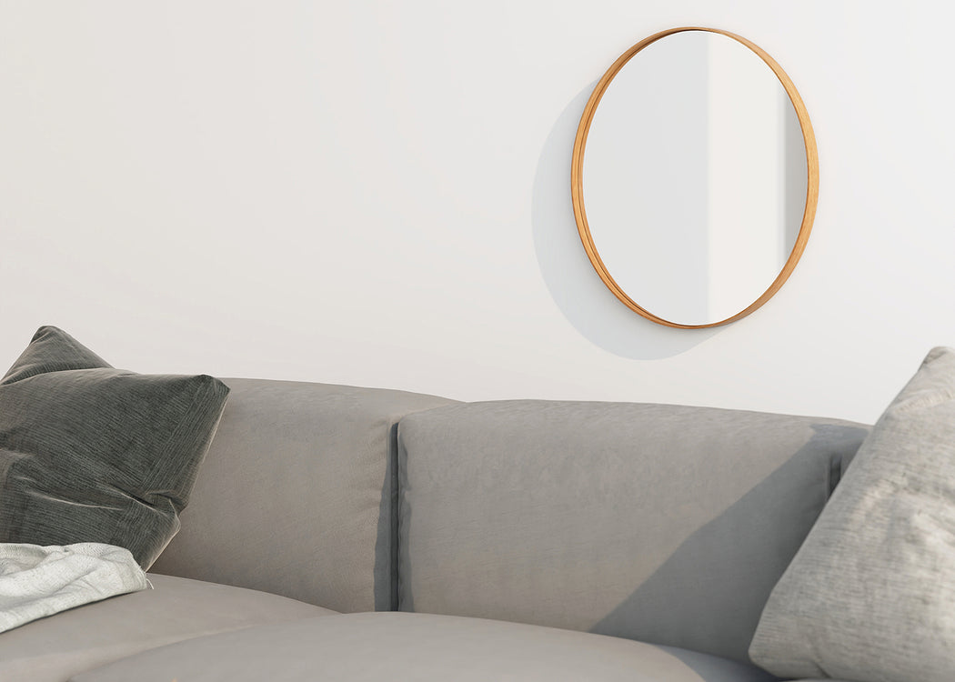 Glance Round Wooden Mirror 66cm / Dark Oak