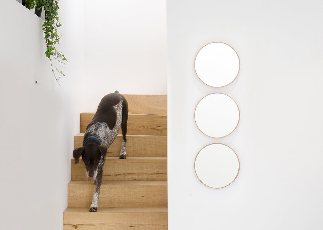 Glance Round Wooden Mirror 66cm / Dark Oak