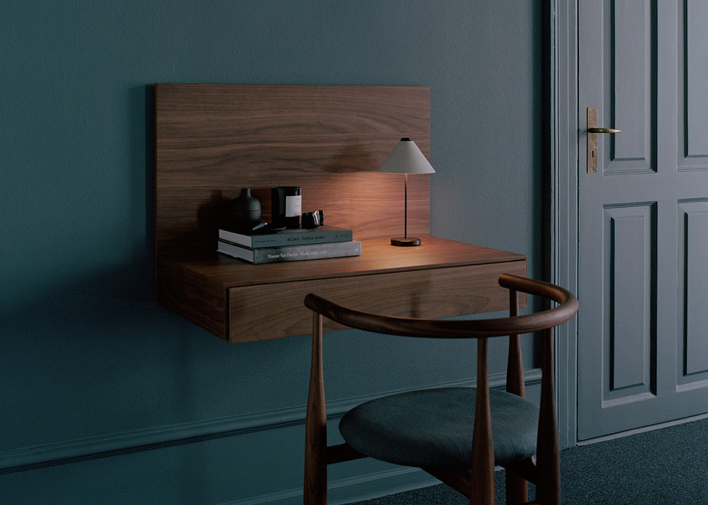 Tana Wall Mounted Desk Black Stained Oak