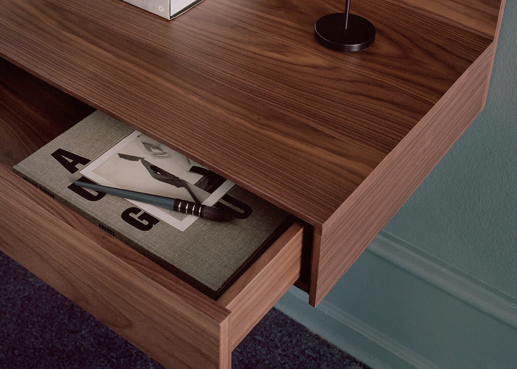 Tana Wall Mounted Desk Black Stained Oak