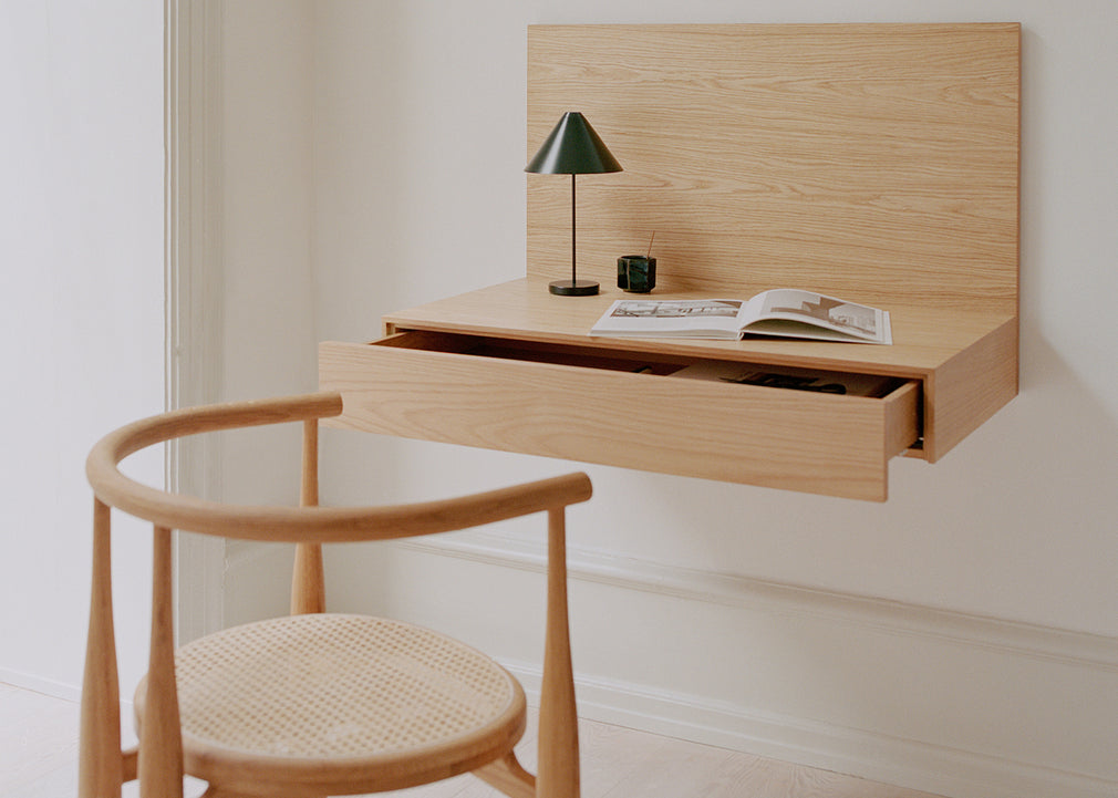 Tana Wall Mounted Desk Black Stained Oak