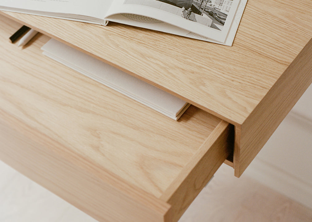 Tana Wall Mounted Desk Black Stained Oak