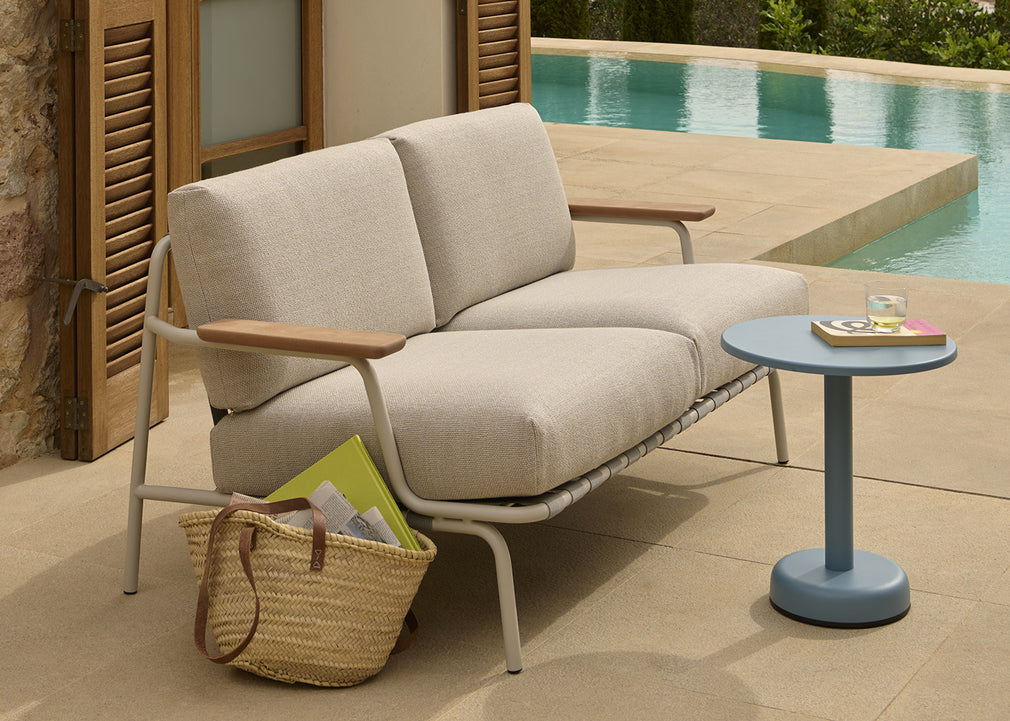 Settle Outdoor 2 Seater Sofa Ribbed Weave Dark Green 2
