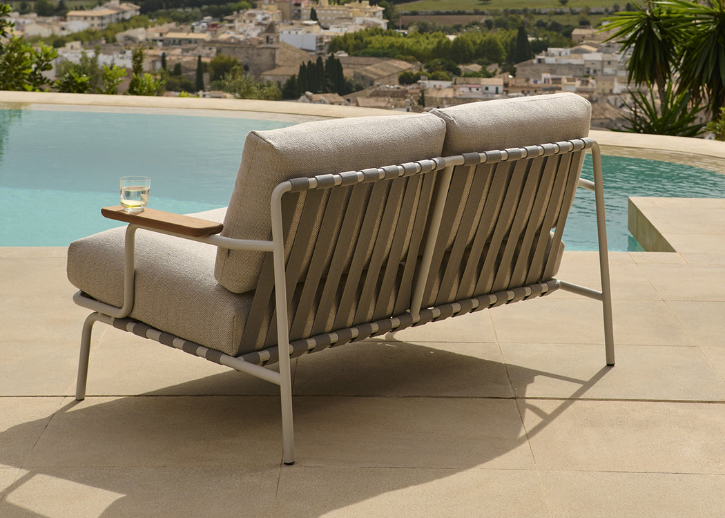 Settle Outdoor 2 Seater Sofa Ribbed Weave Dark Green 2