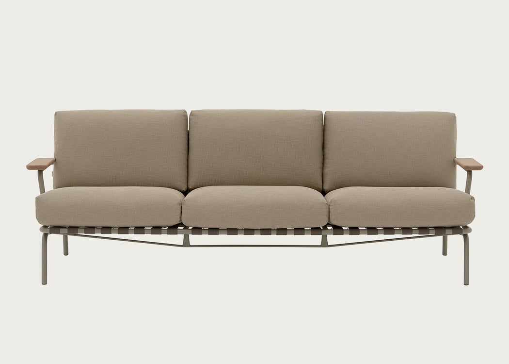 Settle Outdoor 3 Seater Sofa Ribbed Weave Dark Green 2