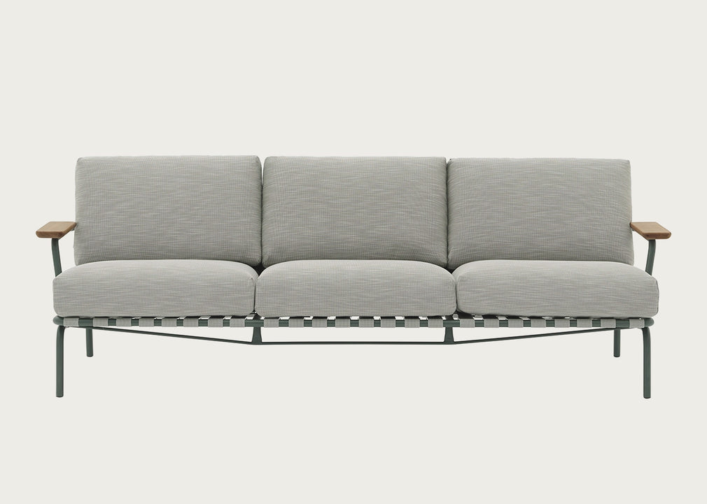 Settle Outdoor 3 Seater Sofa Ribbed Weave Dark Green 2