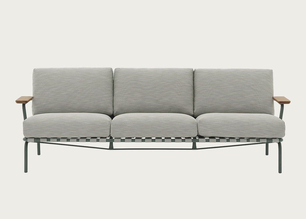 Settle Outdoor 3 Seater Sofa Ribbed Weave Dark Green 2