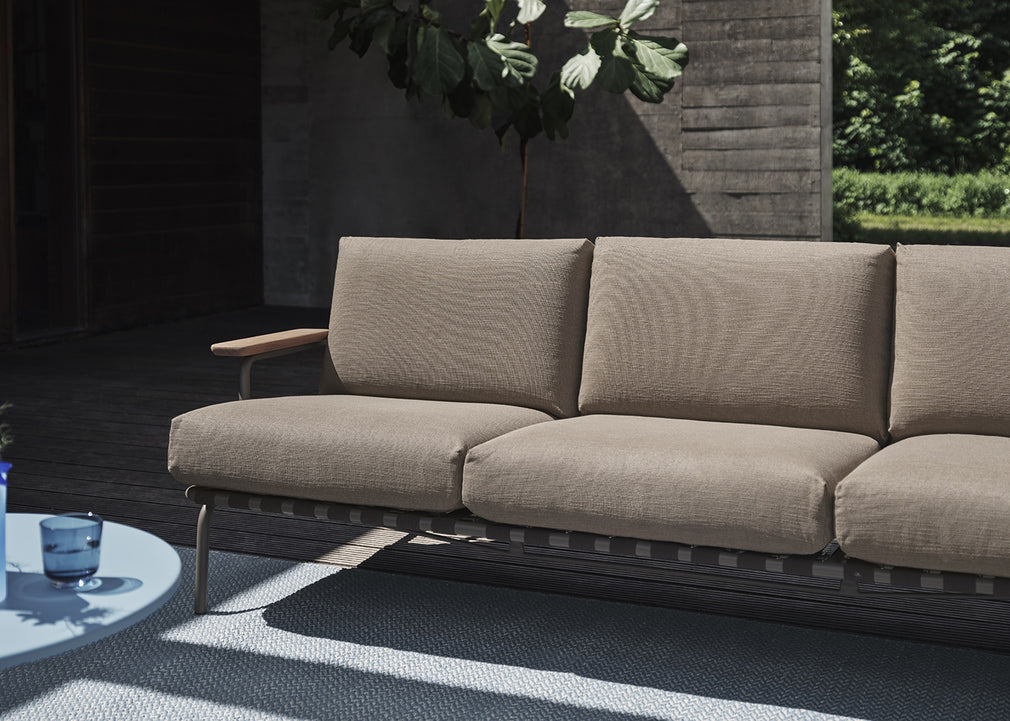 Settle Outdoor 3 Seater Sofa Ribbed Weave Dark Green 2