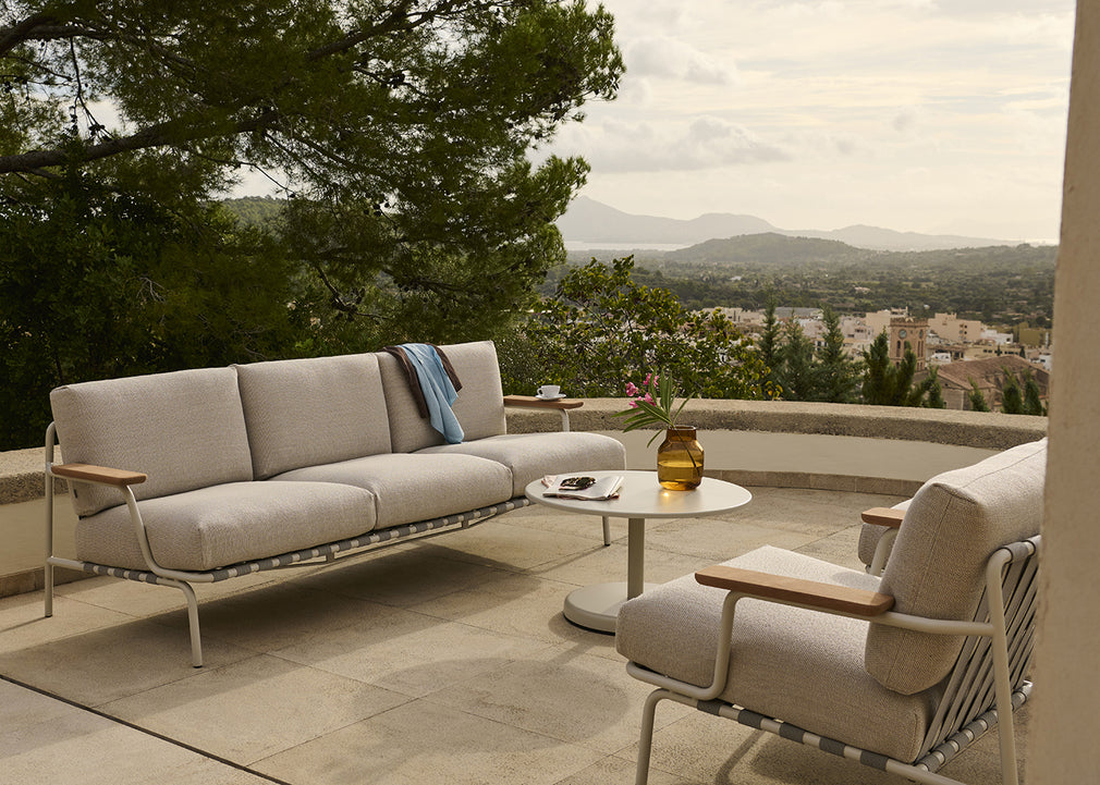 Settle Outdoor 3 Seater Sofa Ribbed Weave Dark Green 2