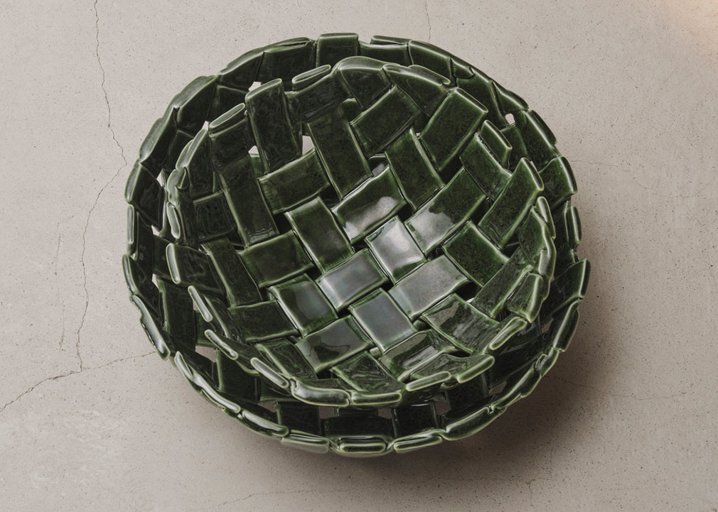 Plait Bowl Emerald Green